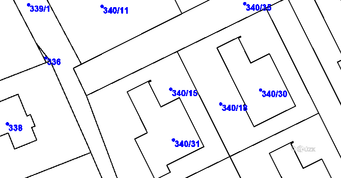 Parcela st. 340/15 v KÚ Hole u Průhonic, Katastrální mapa