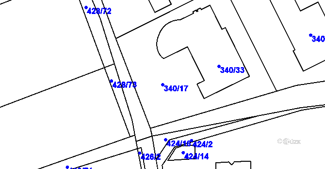 Parcela st. 340/17 v KÚ Hole u Průhonic, Katastrální mapa