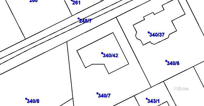 Parcela st. 340/42 v KÚ Hole u Průhonic, Katastrální mapa