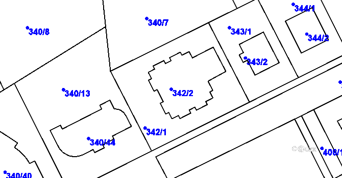 Parcela st. 342/2 v KÚ Hole u Průhonic, Katastrální mapa