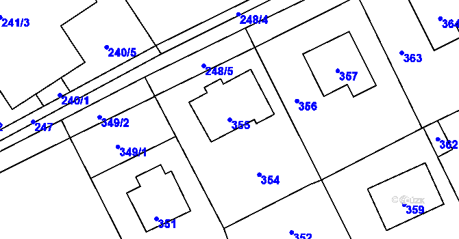 Parcela st. 355 v KÚ Hole u Průhonic, Katastrální mapa