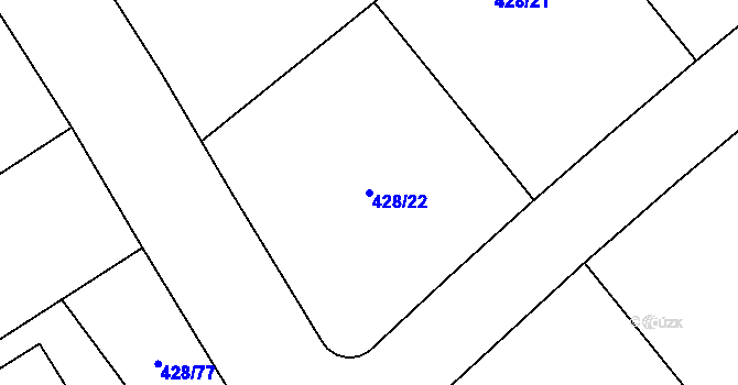 Parcela st. 428/22 v KÚ Hole u Průhonic, Katastrální mapa