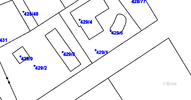 Parcela st. 429/1 v KÚ Hole u Průhonic, Katastrální mapa