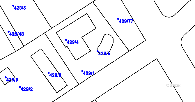Parcela st. 429/5 v KÚ Hole u Průhonic, Katastrální mapa