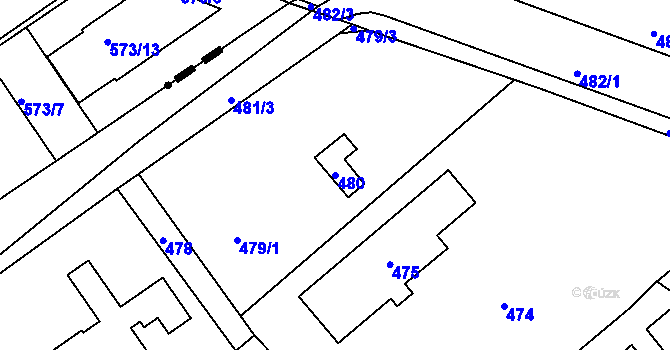 Parcela st. 480 v KÚ Hole u Průhonic, Katastrální mapa