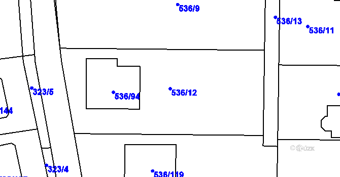 Parcela st. 536/12 v KÚ Hole u Průhonic, Katastrální mapa