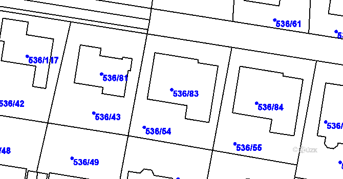 Parcela st. 536/83 v KÚ Hole u Průhonic, Katastrální mapa