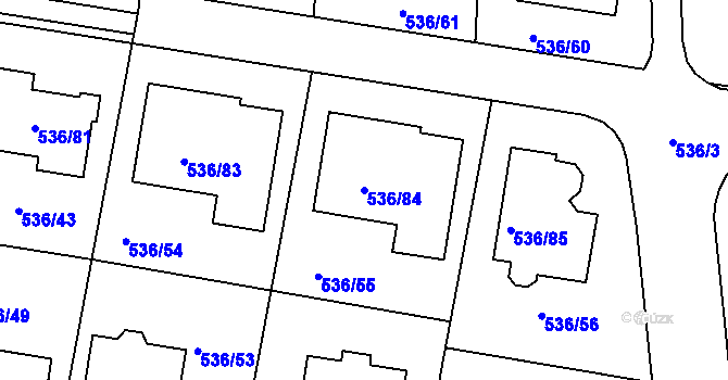 Parcela st. 536/84 v KÚ Hole u Průhonic, Katastrální mapa