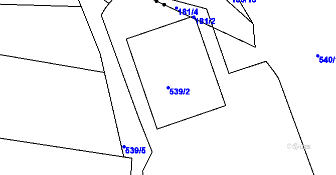 Parcela st. 539/2 v KÚ Hole u Průhonic, Katastrální mapa