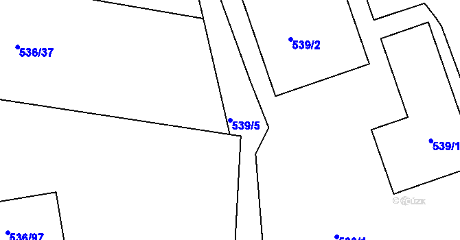 Parcela st. 539/5 v KÚ Hole u Průhonic, Katastrální mapa