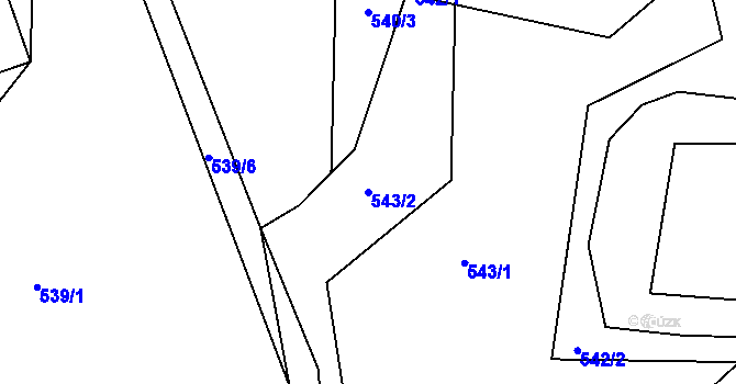 Parcela st. 543/2 v KÚ Hole u Průhonic, Katastrální mapa