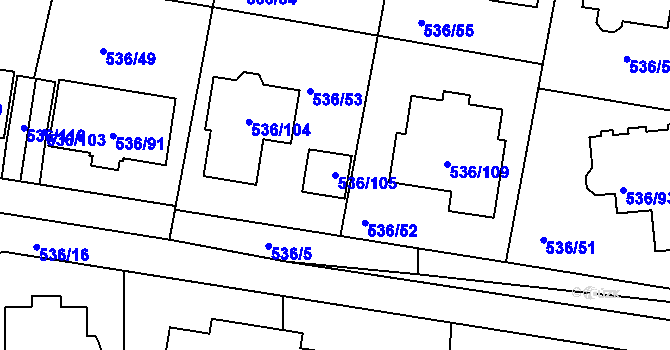 Parcela st. 536/105 v KÚ Hole u Průhonic, Katastrální mapa