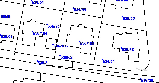 Parcela st. 536/109 v KÚ Hole u Průhonic, Katastrální mapa