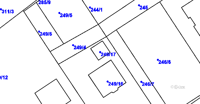 Parcela st. 249/17 v KÚ Hole u Průhonic, Katastrální mapa