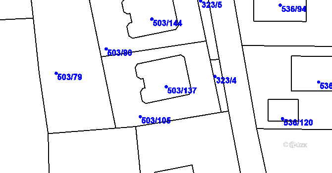 Parcela st. 503/137 v KÚ Hole u Průhonic, Katastrální mapa