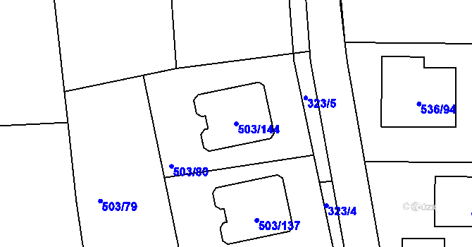 Parcela st. 503/144 v KÚ Hole u Průhonic, Katastrální mapa