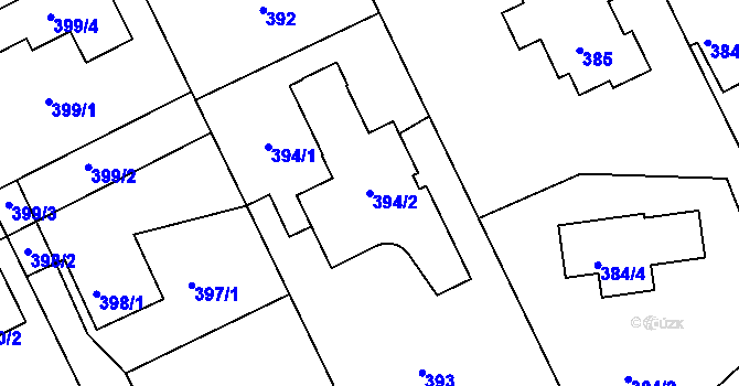 Parcela st. 394/2 v KÚ Hole u Průhonic, Katastrální mapa