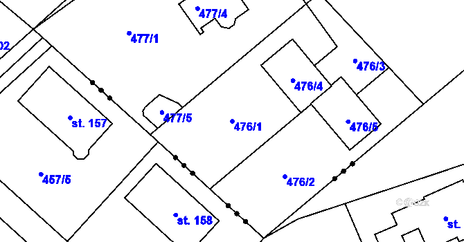 Parcela st. 476/1 v KÚ Hole u Průhonic, Katastrální mapa