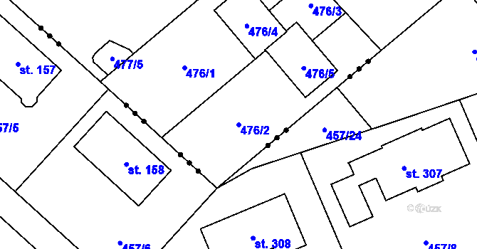 Parcela st. 476/2 v KÚ Hole u Průhonic, Katastrální mapa