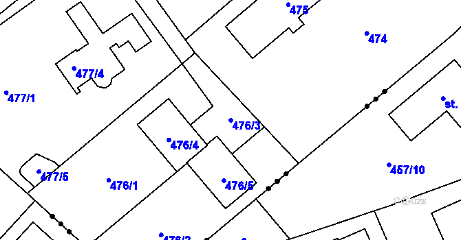 Parcela st. 476/3 v KÚ Hole u Průhonic, Katastrální mapa