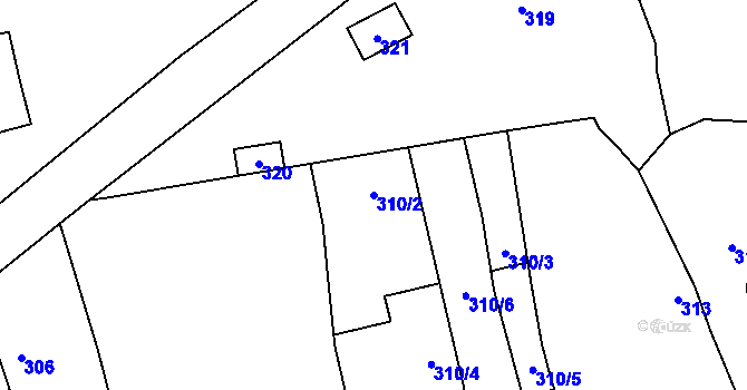 Parcela st. 310/2 v KÚ Hole u Průhonic, Katastrální mapa