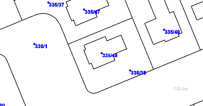Parcela st. 335/48 v KÚ Hole u Průhonic, Katastrální mapa