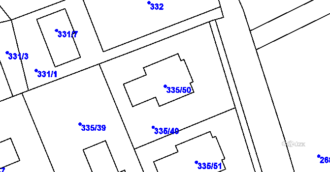 Parcela st. 335/50 v KÚ Hole u Průhonic, Katastrální mapa