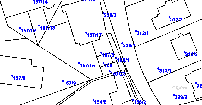Parcela st. 157/3 v KÚ Průhonice, Katastrální mapa