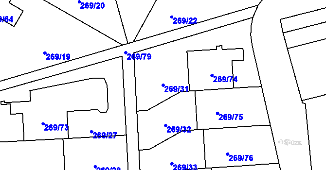 Parcela st. 269/31 v KÚ Průhonice, Katastrální mapa