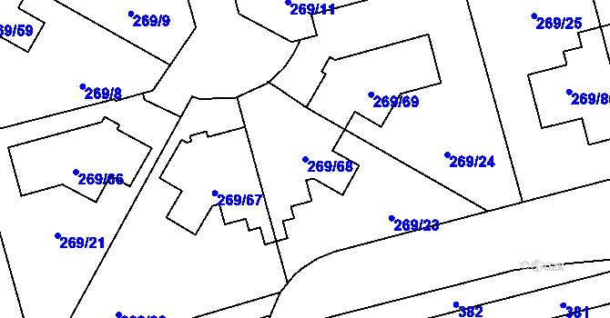 Parcela st. 269/68 v KÚ Průhonice, Katastrální mapa