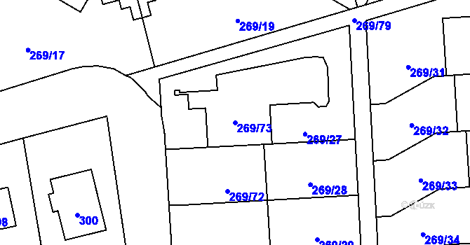 Parcela st. 269/73 v KÚ Průhonice, Katastrální mapa