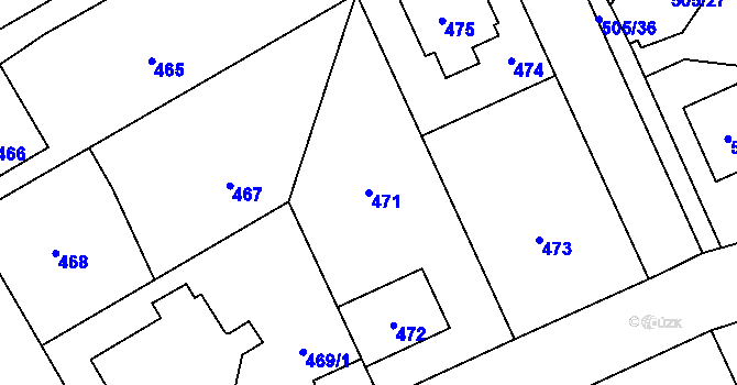 Parcela st. 471 v KÚ Průhonice, Katastrální mapa