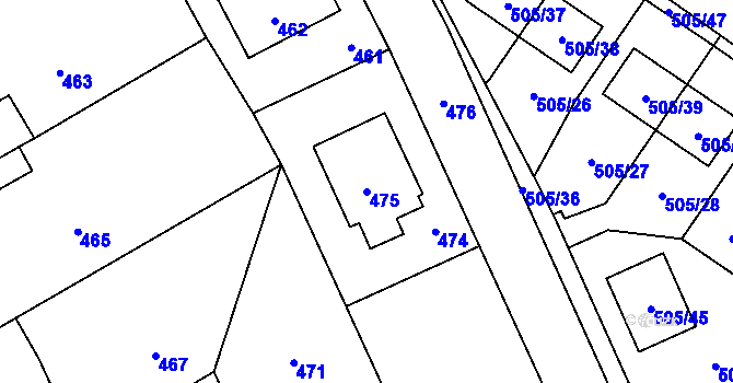 Parcela st. 475 v KÚ Průhonice, Katastrální mapa