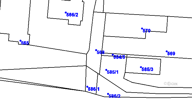 Parcela st. 568 v KÚ Průhonice, Katastrální mapa