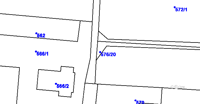 Parcela st. 576/20 v KÚ Průhonice, Katastrální mapa
