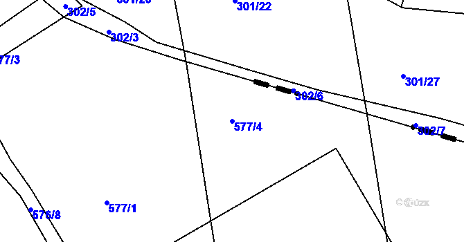 Parcela st. 577/4 v KÚ Průhonice, Katastrální mapa