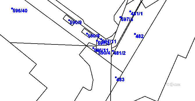 Parcela st. 590/4 v KÚ Průhonice, Katastrální mapa