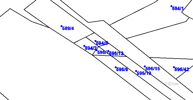 Parcela st. 596/7 v KÚ Průhonice, Katastrální mapa