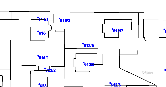 Parcela st. 612/5 v KÚ Průhonice, Katastrální mapa
