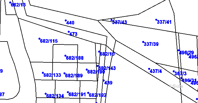 Parcela st. 682/10 v KÚ Průhonice, Katastrální mapa