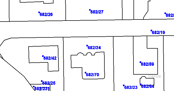 Parcela st. 682/24 v KÚ Průhonice, Katastrální mapa