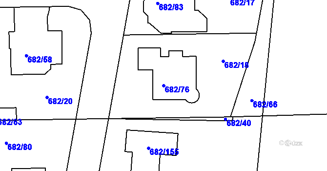 Parcela st. 682/76 v KÚ Průhonice, Katastrální mapa