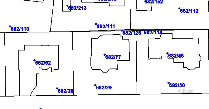 Parcela st. 682/77 v KÚ Průhonice, Katastrální mapa