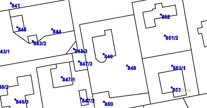 Parcela st. 849 v KÚ Průhonice, Katastrální mapa