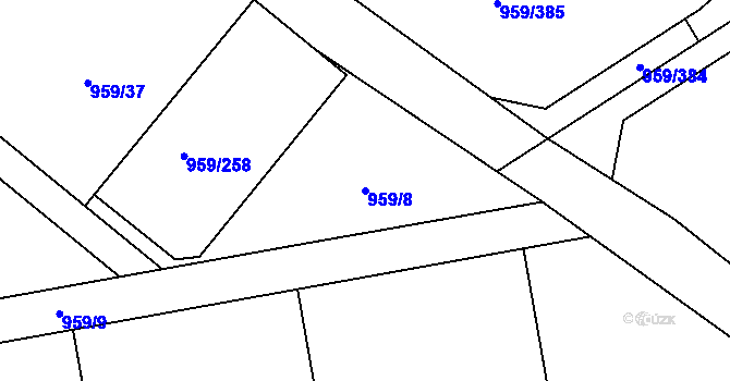 Parcela st. 959/8 v KÚ Průhonice, Katastrální mapa