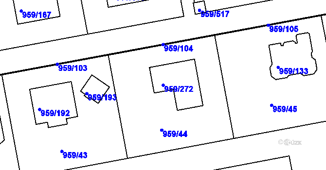 Parcela st. 959/272 v KÚ Průhonice, Katastrální mapa