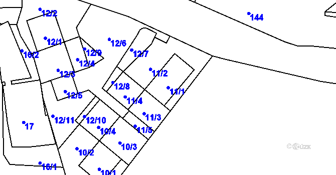 Parcela st. 11/1 v KÚ Průhonice, Katastrální mapa