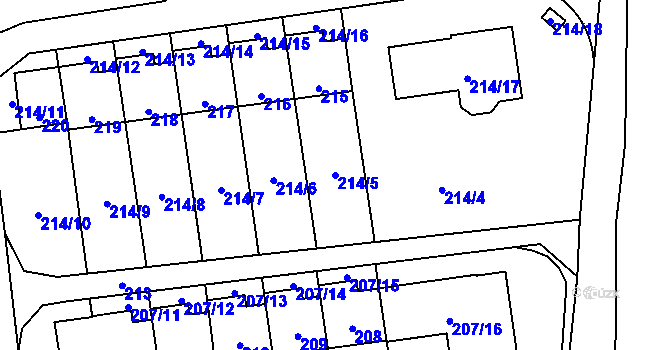 Parcela st. 214/5 v KÚ Průhonice, Katastrální mapa