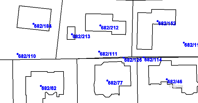 Parcela st. 682/111 v KÚ Průhonice, Katastrální mapa