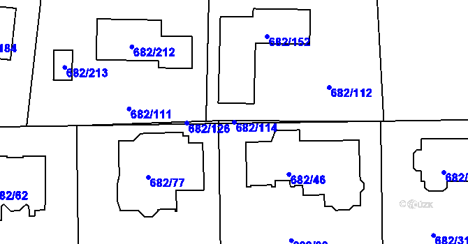 Parcela st. 682/114 v KÚ Průhonice, Katastrální mapa